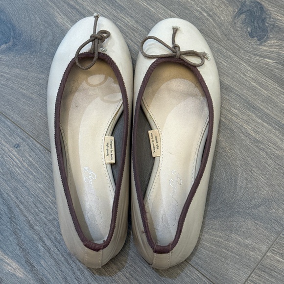 Japanese Leather Bow Ballerinas Woman Bow Knot Loafer Shoes Apricot Size US 6 - Picture 6 of 17